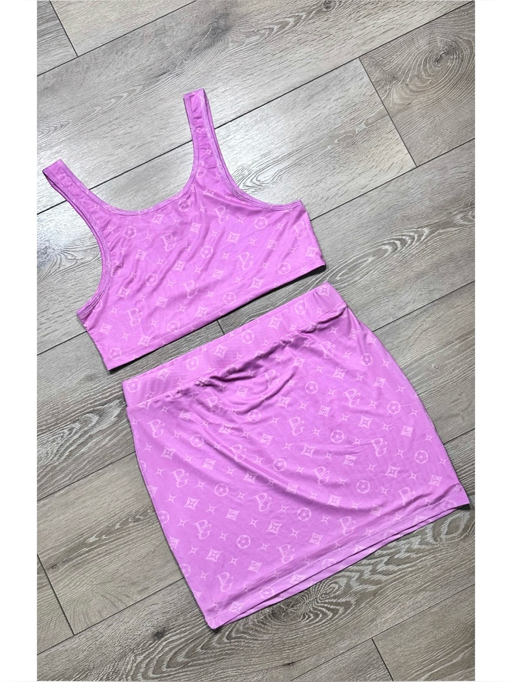 Dolls Kill Poster Girl NWT Monogram Crop Tank Top & Mini Skirt Set